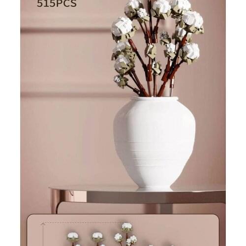 500pcs+ Orchid/Cotton Flower Model Building Blocks Kit DIY Valentines Day Christmas Birthday Gift Can Place Office Home To Girl