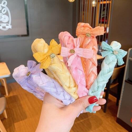 Yarn Braid Bow Children Hairband Girl Kid Women Headband Hair Hoop Sweet Fashion Hair Accessories Headwear