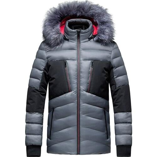 Trendy Hoodied Parka Men Removable Fur Collar Thick Windbreaker Coat Men New Winter Warm High Quality Patchwork Mens Jackets