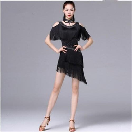 Latin dance dress women competition dress adult Lady tassel Sexy Fringe Salsa Ballroom Tango Cha Cha Rumba Samba Dresses Dancing