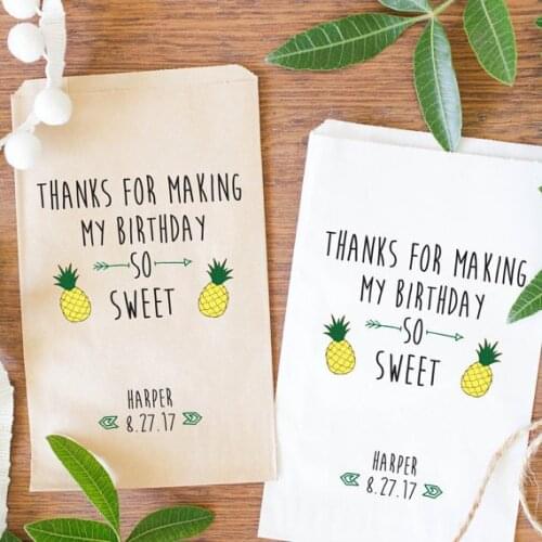 Custom name Hawaiian Kids tropical Birthday candy Buffet treat gift bar Petal Toss bags Baby Shower Bakery Cookie Favor pouches