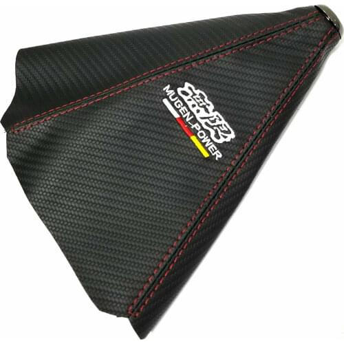 MUGEN POWER Carbon Look shift knob Shifter Boot Cover For MT/AT with Red Stitch