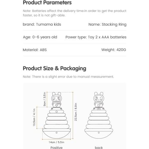 Baby Toddler Stacker Stacking Rings Fun Activity Toy Gift Rainbow Tumbler