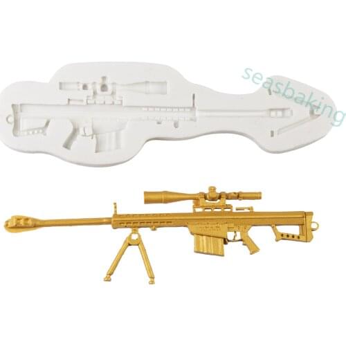 Sniper Rifle Silicone Mold Resin Kitchen Baking Tools DIY Gun Cake Chocolate Fondant Moulds Dessert Pastry Lace Decoration