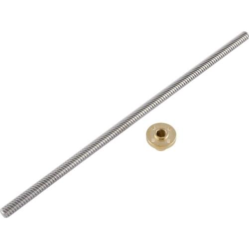 T8 Lead Screw for RepRap 3D Printers Parts Trapezoidal Screw Copper Nuts Leadscrew Part Length 250mm 300mm 350mm 400mm 500mm