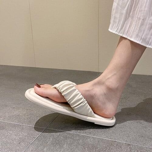 Comfortable Flat-Bottomed Flip Flops Summer New Simple And Versatile Pure Color Ladies Slippers