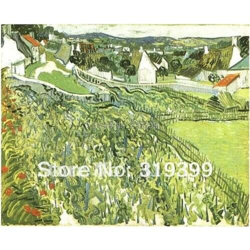 Vincent Van Gogh Oil Painting,Vineyards with a View of Auvers , oil painting reproduction,100%handmade,Free DHL Shipping