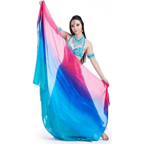 Women Belly Dance Veil Chiffon Really Silk Stage Performance Belly Dance Scarf Shawl Light Texture Half Circle Veils 12 colors