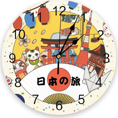 Japan Trip Element Cartoon Culture Wall Clock Modern Design Brief Living Room Decoration Kitchen Clock Art Wall Watch Home Decor