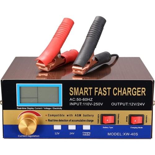 Automatic Battery Charger 12V/24V Battery Charger Reconditioner Pulse Repair Digital Display for Car Cell Battery AGM Battery