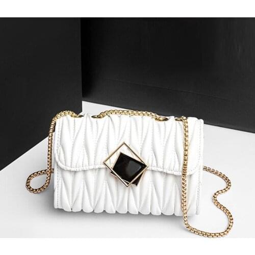 Chain Bag Women 2021 Korean Fashion Square Small Bag White Black Green Shoulder Crossbody Bags for Women Bolso Mujer Sac Femme
