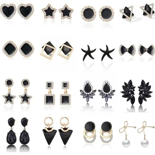 New Korean Shiny Crystal Stud Earring 2019 For Women Exquisite Gold Color Earrings Trendy Popular Women Jewelry Accessories