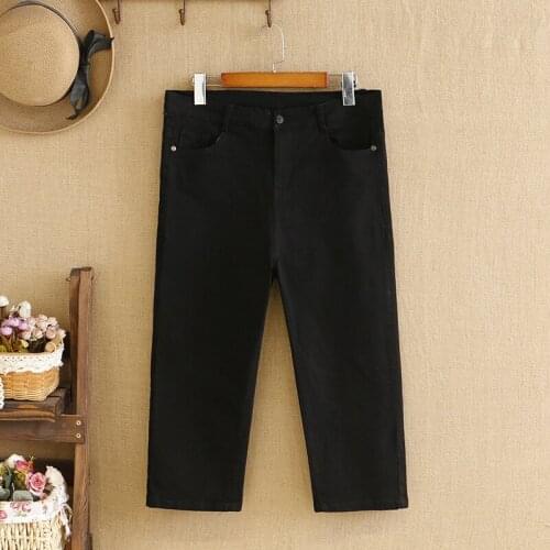 Plus Size Pants High Quality Cotton Stretch Fabric High Waist Knee-Length Leggings Large Size Trouser For Fatlady In Summer
