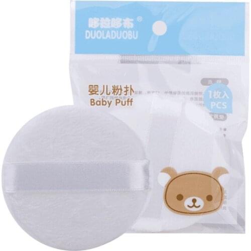 1pc Baby Talcum Powder Puff Soft White Multifunction Ribbon Puff Baby For Baby Cleaning Portable Baby Grooming Healthcare Kits
