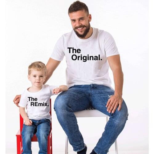 1pcs Family Look Fashion Family Matching Outfits Letter Printed The Original Remix Family T-shirts Father and Son Clothes