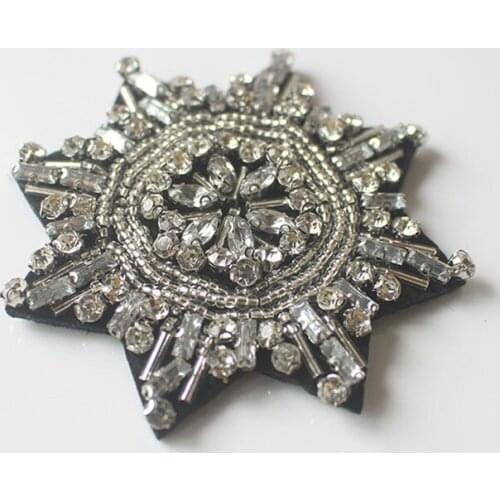 1 Piece Applique Beads Octagonal Patches for Clothes Sewing on Patch Beading Applique Clothes Bags DIY Accessories 7.5cm size