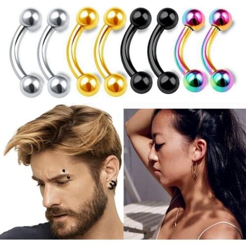10 pcs Surgical Steel Eyebrow Jewelry Ear Bone Ring Punk Curved Barbell Banana Nose Lip Piercings Body Jewelry Bijoux Earlets