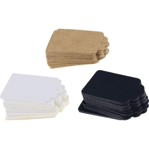 100pcs 5*3cm Packaging Label Brown Kraft /black/white Paper Tags DIY scallop Label Wedding Gift Decorating Tag