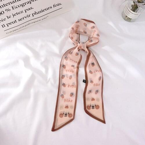 105cm*7cm Organza ins floral silk hair ribbon ribbon strawberry flower ribbon thin head scarf women skinny scarf women