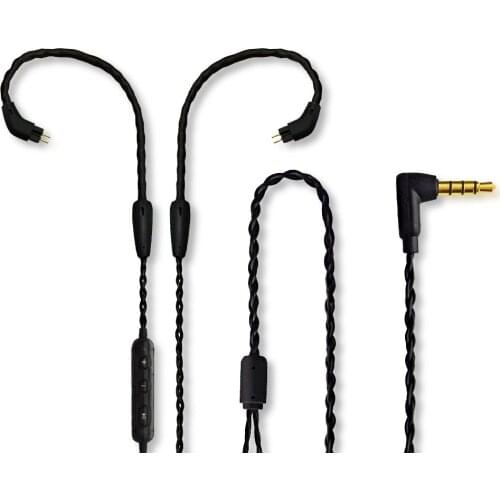 2 Pin Earphone Cable for Musician In-ear Monitor Braided Cable Wire 0.78 mm Prong Connector with Microphone