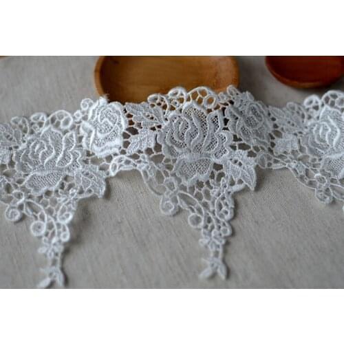 3 Meters 10.2cm Width DIY Lace Material Trims High End White Lace Trimming Wedding Bride Dress Sewing Craft