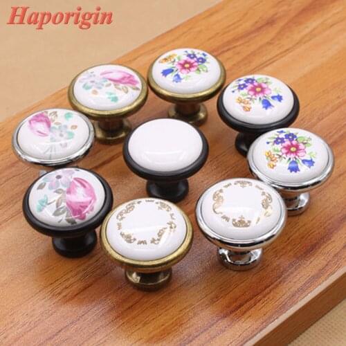 3x Kitchen Cabinet Drawer Knobs Rustic Ceramic Knobs Wardrobe Door Porcelain Handles Kids Bedroom Cupboard Knobs Closet Pulls