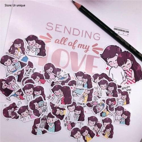 40 pcs Sweet Couple Love story for phone car Label Decorative Stationery Stickers Scrapbooking DIY Diary Album toy Sticker
