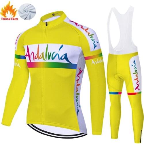 Andalucia Winter Thermal Fleece Camisa Masculina Equipo Maillot Hombre Ciclista Masculino Maglia Ciclismo Uomo Ropa Ciclismo