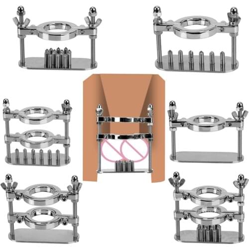 BDSM Sex Toys Metal Steel Penis Ring CBT Cock & Ball Torture Ball Stretcher Scrotal Fixture BALL SMASHER CRUSHER With Screws
