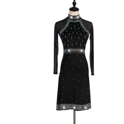 Shiny Rhinestone Latin Dance Dress Women Slim Sexy Backless Club Party Dancer Singer Entertainer Black Dresses 2020 New Top Sale