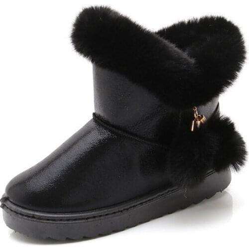 Children Girl Winter Boots For Baby Girls Snow Buckle Boots Kids Shoes Velvet Boy Shoes Warm Plush School Fashion Pink Shoes