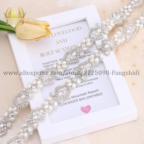 FZD 10 Yard Sewing On Hot Fix Crystal Rhinestone Applique and Trimming Bridal Dresses or Sash For Wedding Dress FA-1075