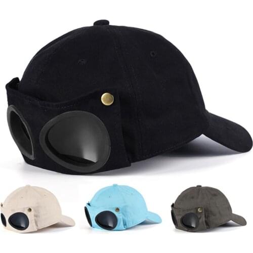 Fashion Unisex Pilot Glasses Hat Hip Hop Baseball Cap Outdoor Sunscreen Sunhat X7YA