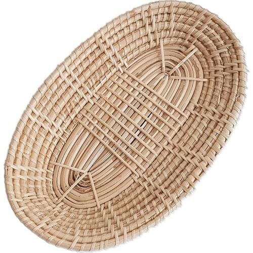 Rattan fruit basket hand-woven tray breakfast bread small basket fruit tray home living room storage basket shooting props