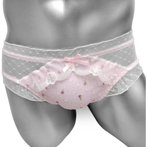 Frilly Lace Tranparent Sissy Knickers Underwear Men Mesh Briefs Panties See-through Back Lingerie Sexy Soft Cute Male Underpants