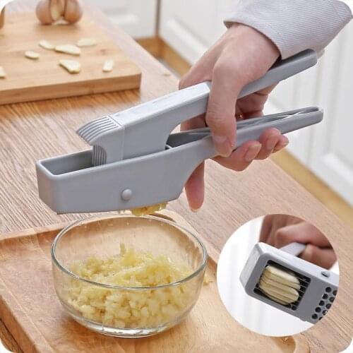 Multifunction Garlic Press Masher Manual Cut Garlic Slices Shredder Ginger Squeeze with Cleaning Brush Kitchen Vegetable Utensil