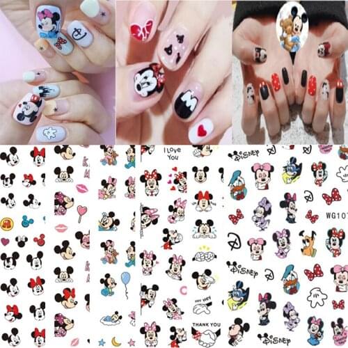 Disney Mickey Minnie Mouse Nail Stickers Childrens Girls Christmas Gifts Waterproof Fashion Manicure Decals Accessories Decor