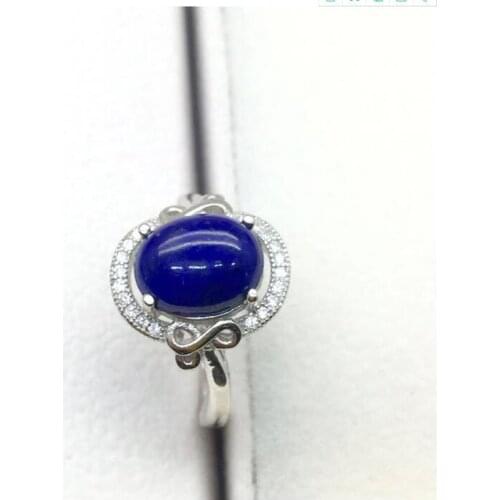 Natural blue Lapis ring Free shipping Natural real blue topaz 925 sterling silver Fine jewelry 8*10mm
