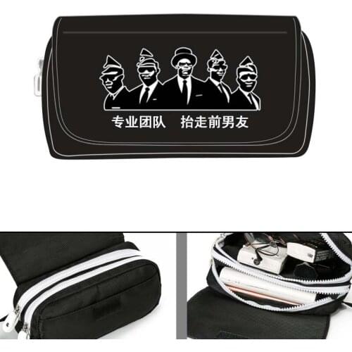 New Style Black Man Carrying Coffin Pattern Pencil Cases Pen Pouch Anime Pattern Pen Bag Stationery Bags for Students Girls Boys