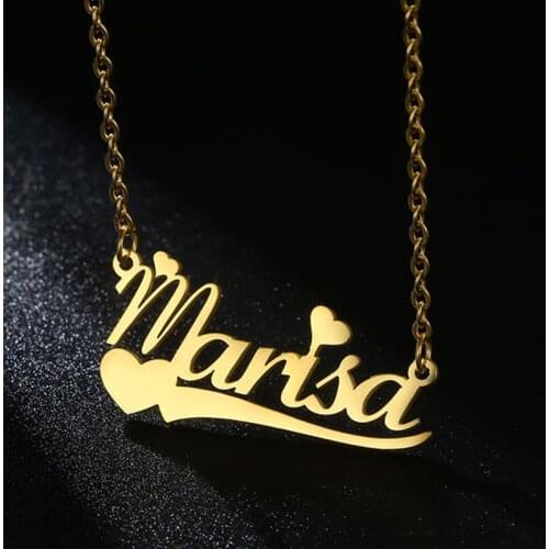 Personalized Stainless Steel Necklace Letter Necklace Name with Heart Customizable Namplate Jewelry for Women Girl Party Gift