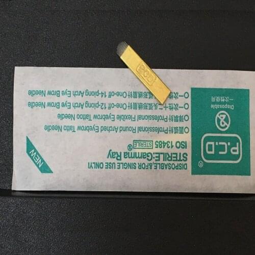 PCD 14 Pin U Shape Microblading Needle Permanent Makeup for Manual Pen 3D Embroidery Hard Copper Eyebrow Blade 50pcs