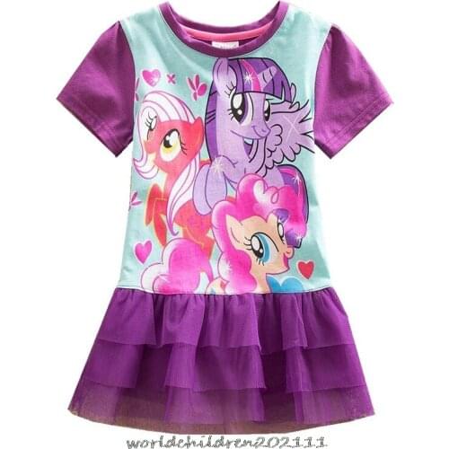 Girls' Dress 3-8 Kids Sweet Wedding Party Clothing My Little Baby girl pony Princess Summer Girls‘ Short Dress Costumes