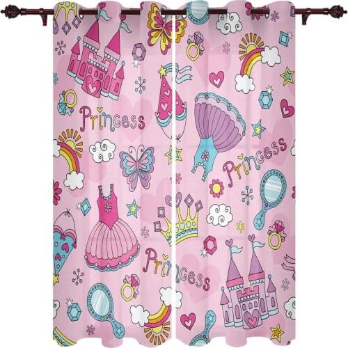 Princess Castle Dress Cartoon Valance Curtains For Living Room Study Youth Bedroom Kitchen Outdoor Windows Custom Cotton Linen