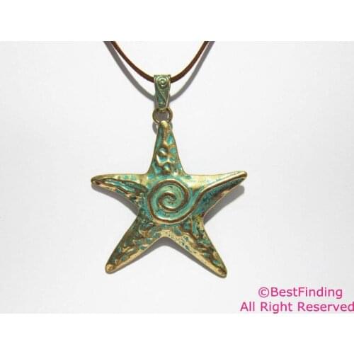 Patina pendant starfish pendant Big sea star pendant Necklace pendant