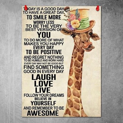 Canvas Poster Retro Giraffe Animal Wall Art Painting Posters and Prints Nordic Wall Pictures for Home Decor No Frame