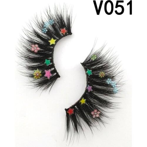 New product Christmas color false eyelashes exaggerated natural simulation thick curling mink eyelashes one pair set