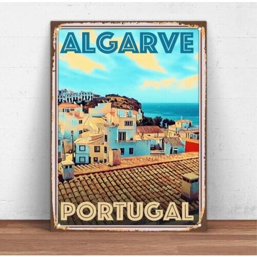 Retro Vintage Algarve Portugal Metal Tin Sign Metal Sign Wall Decor Fashion Art Decor Poster,Man Cave,Garage,Bar,Pub