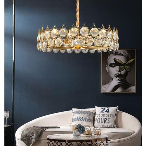 Luxury Modern Chandelier For Living Room Lighting Round Gold Crystal Lamp Dining Room Bedroom Led Crystal Light Fixtures