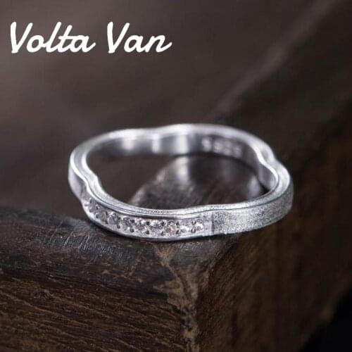 Volta Van 925 Sterling Silver Rings Zircon Elegant Fine Jewelry 2021 New Geometric Original Design Adjustable Opening Rings