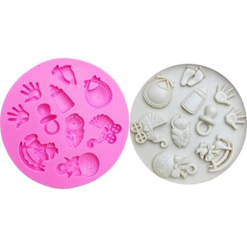 3D fondant cake silicone mold Baby Shower Party stroller hand bottle Trojan Shape kitchen candy cupcake decoration tools